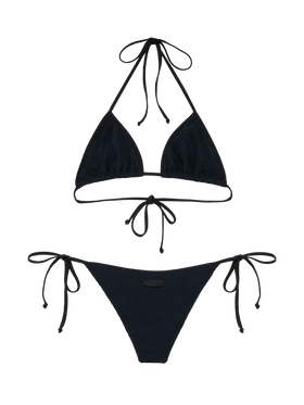 Classic triangle bikini in black crinkle Leah-Marielle