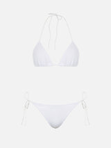 Bikini da donna a triangolo bianco crinkle Leah Marielle