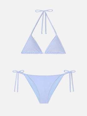 Leah Virgo Overlock bikini in light blue velvet