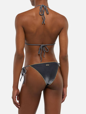 Leah Marielle classic triangle bikini in velvet with gold trim