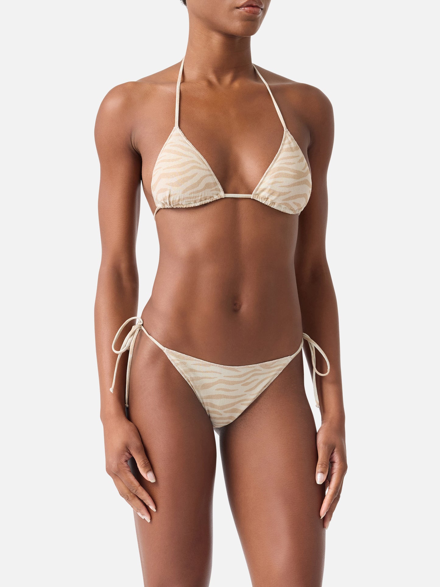 Leah Marielle Overlock with zebra print lurex bikini