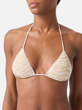 Leah Marielle Overlock with zebra print lurex bikini