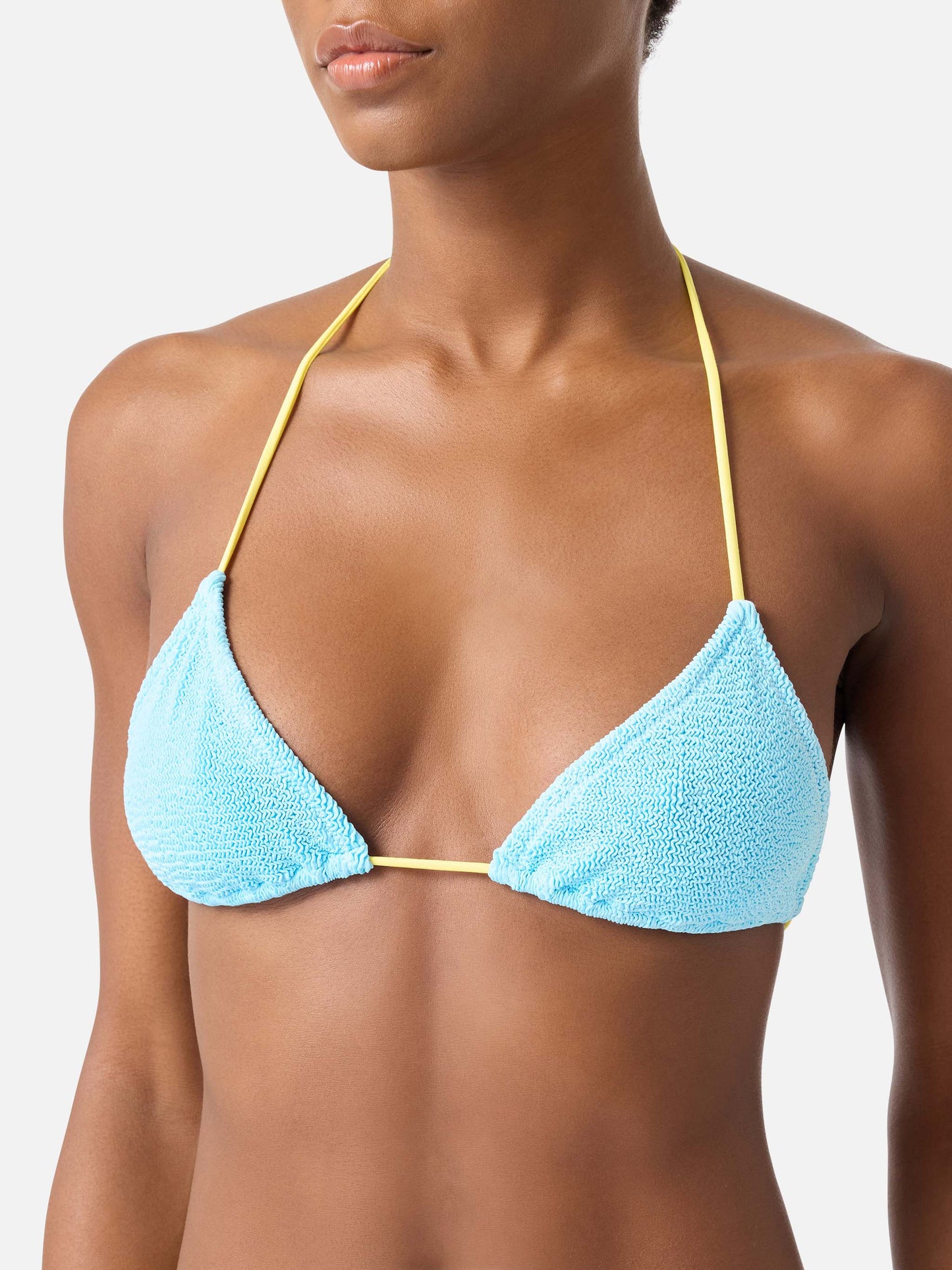Bikini Leontine de crinkle azul claro con ribetes | Special Edition 