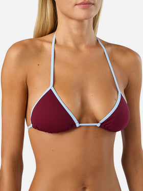 Lezzy String Bikini in Burgunderrot mit contrast-Besätzen 