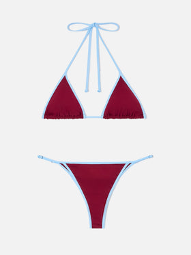Lezzy String burgundy bikini with contrast trims
