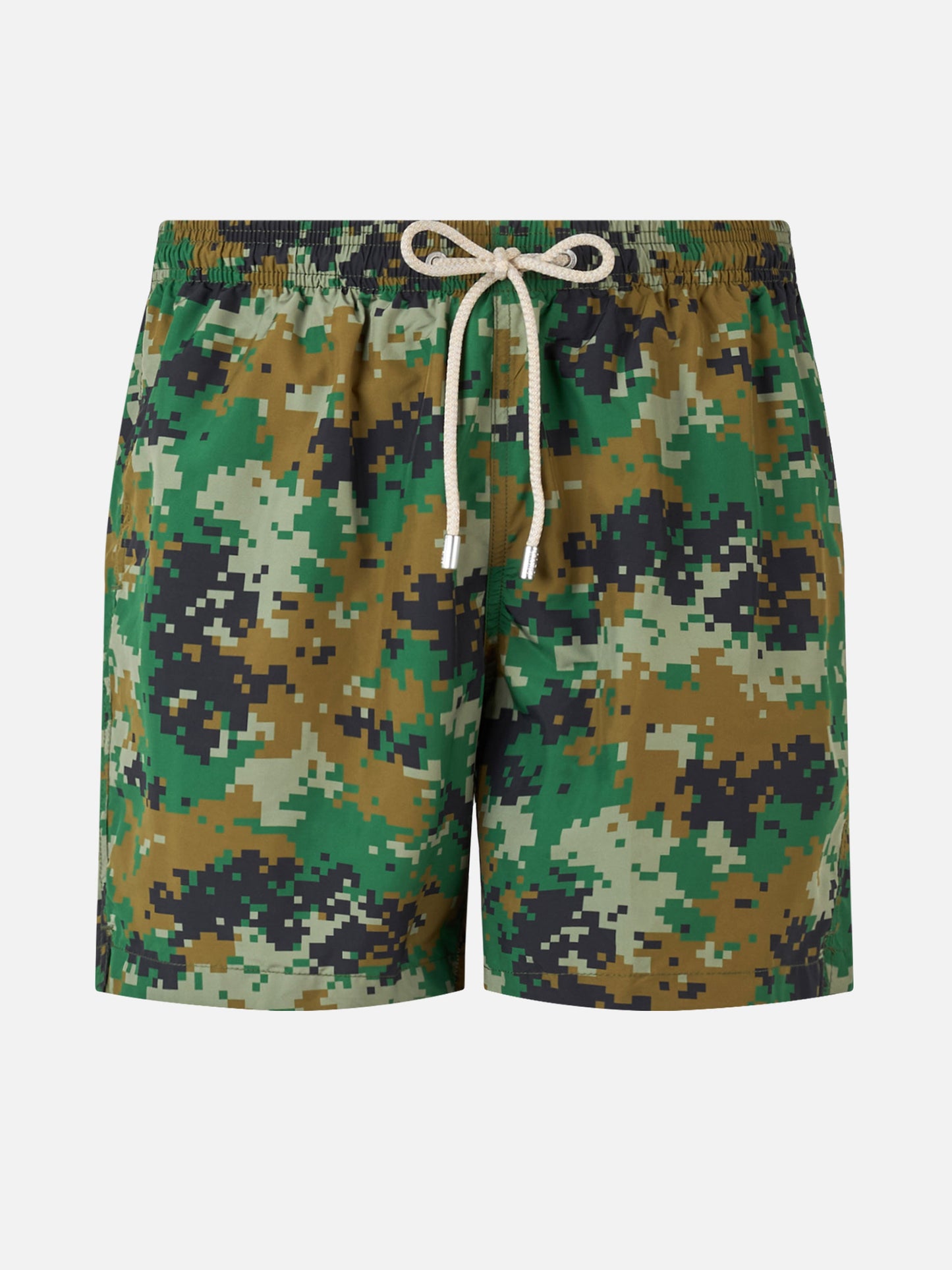 Man lightweight fabric swim-shorts Lighting with camouflage print