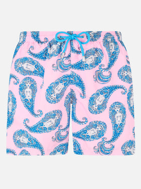 Herren-Badeshorts Lighting aus leichtem Stoff mit Paisley-Print