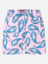 Man lightweight fabric swim-shorts Lighting with paisley print