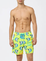 Man lightweight fabric swim-shorts Lighting with Cryptopuppets print | CRYPTOPUPPETS SPECIAL EDITION