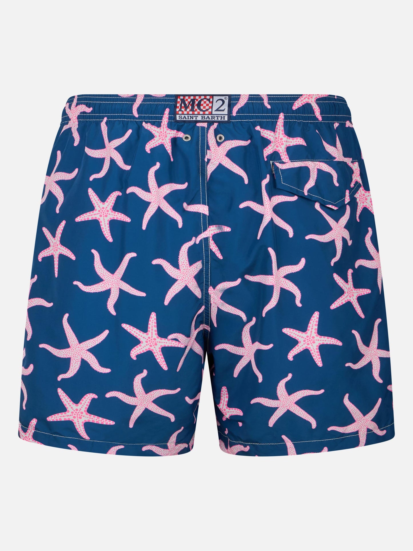 Man lightweight fabric swim-shorts Lighting with starfish print
