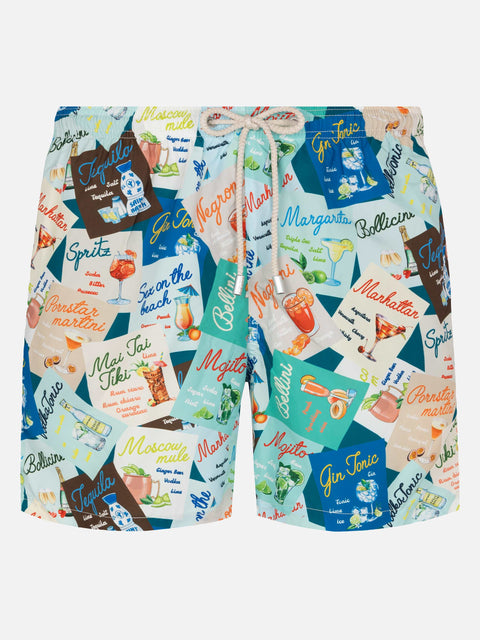 Lightweight fabric swim-shorts Lighting with cocktail print - MC2 Saint Barth