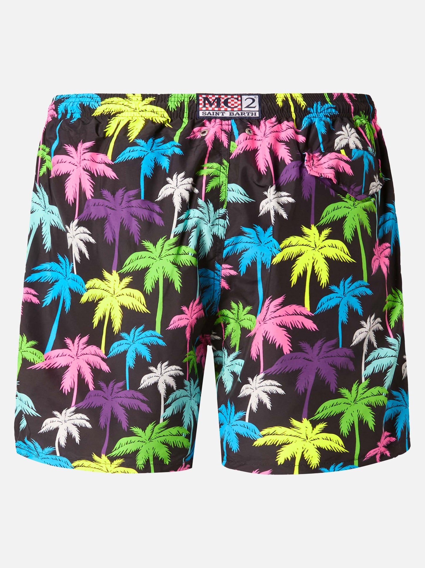 Lightweight fabric swim shorts Lighting with palm print