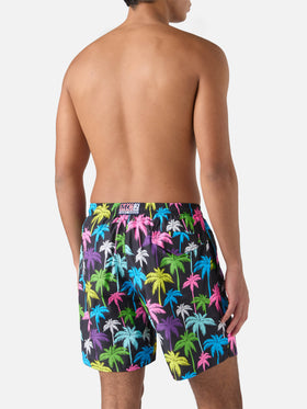 Lightweight fabric swim shorts Lighting with palm print