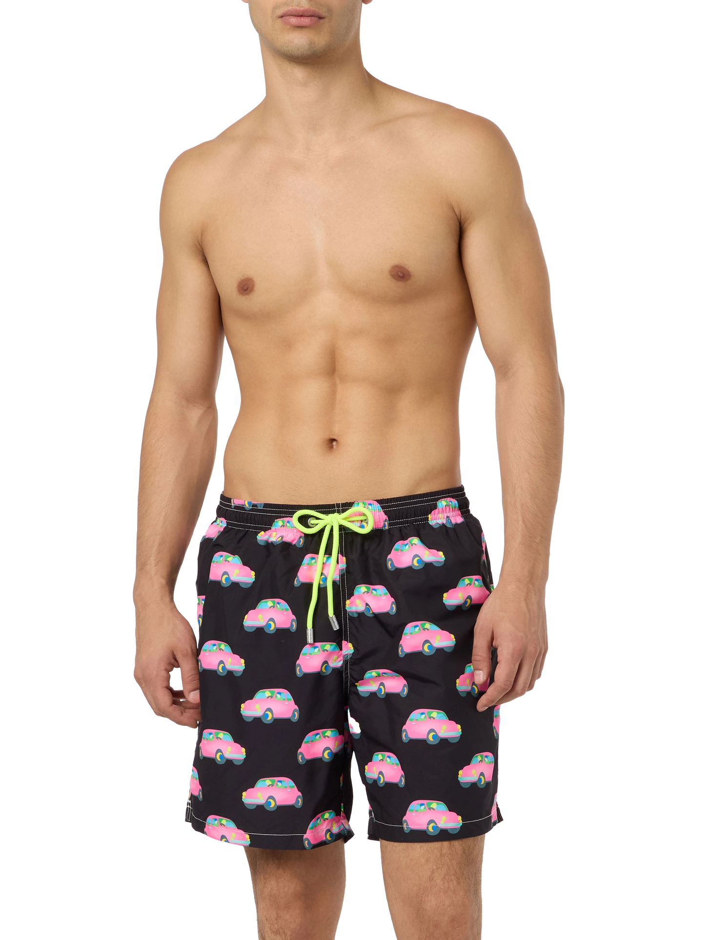Herren-Badeshorts aus leichtem Stoff mit Autos-Aufdruck | MARCO LODOLA SONDERAUSGABE