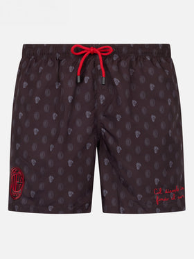 Badeshorts aus leichtem Stoff für Herren mit Milan-Logo-Aufdruck und Patch | AC MILAN SPECIAL EDITION