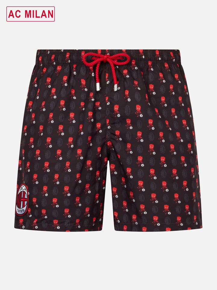 Costume da bagno da uomo in tessuto leggero con stampa logo Milan e patch | AC MILAN SPECIAL EDITION