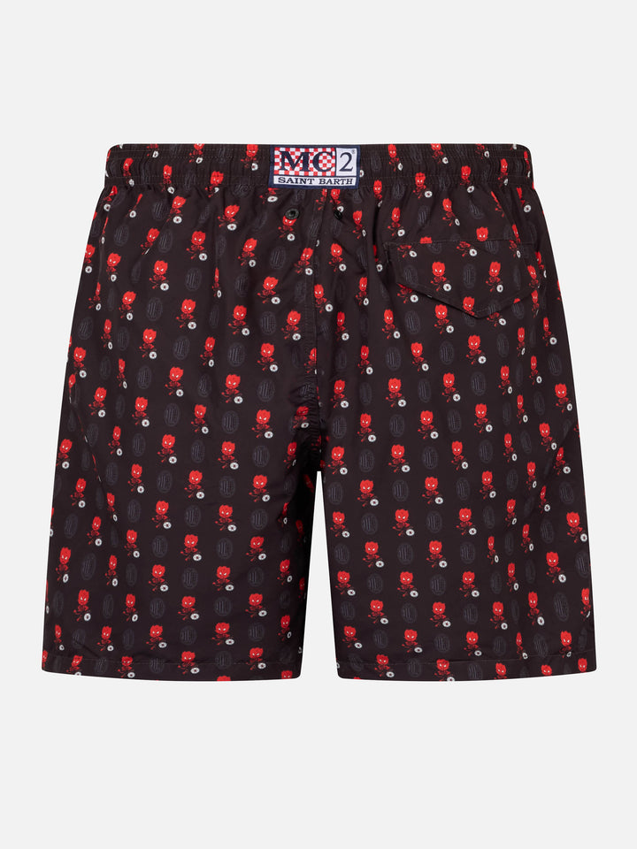 Costume da bagno da uomo in tessuto leggero con stampa logo Milan e patch | AC MILAN SPECIAL EDITION