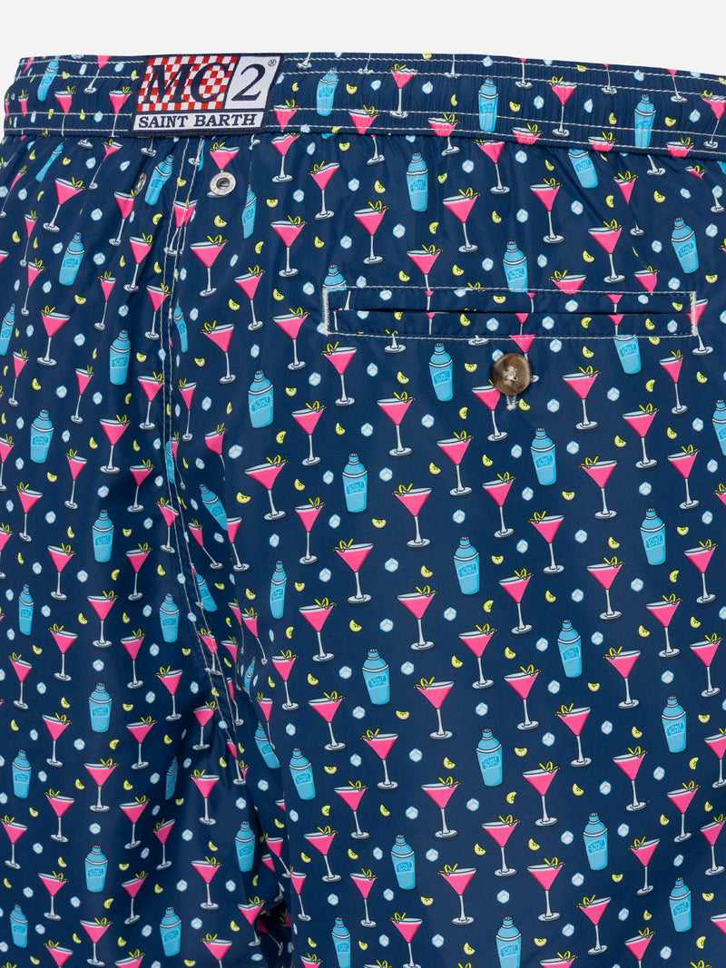 Lightweight fabric swim shorts Lighting with cocktail print