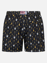 Man lightweight fabric swim-shorts Lighting Micro Fantasy with bollicine print