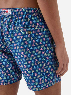 Lightweight fabric swim shorts Lighting with octopus print