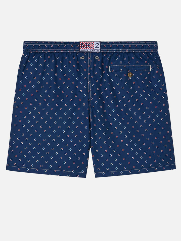 Bañador corto Navy Lighting Micro con estampado de mini salvavidas 