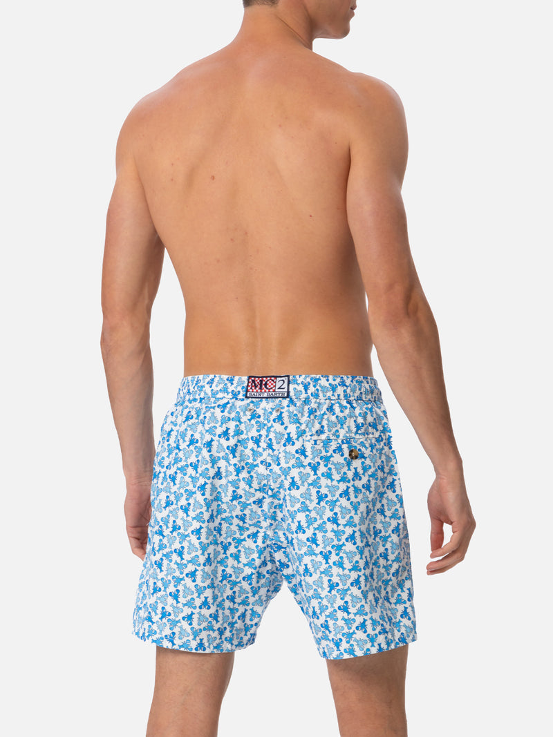 Man lightweight fabric swim-shorts Lighting Micro Fantasy with loabster print