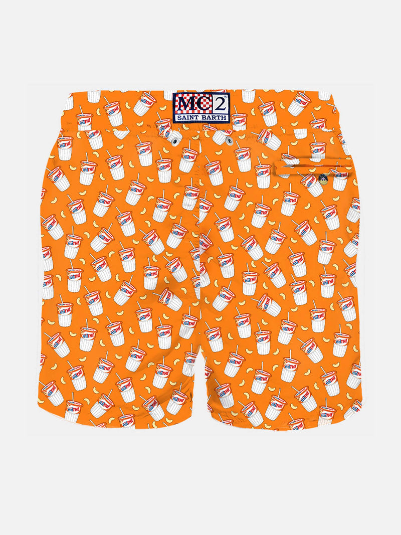 Man light fabric swim shorts with Estathé print | ESTATHé® SPECIAL EDITION