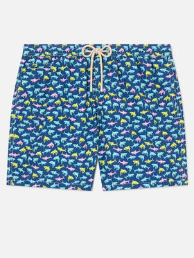 Lighting Micro Fantasy blue shark print swim shorts