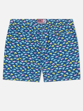Lighting Micro Fantasy blue shark print swim shorts