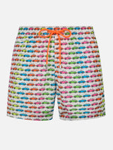 Man lightweight fabric swim-shorts Lighting Micro Fantasy with car print