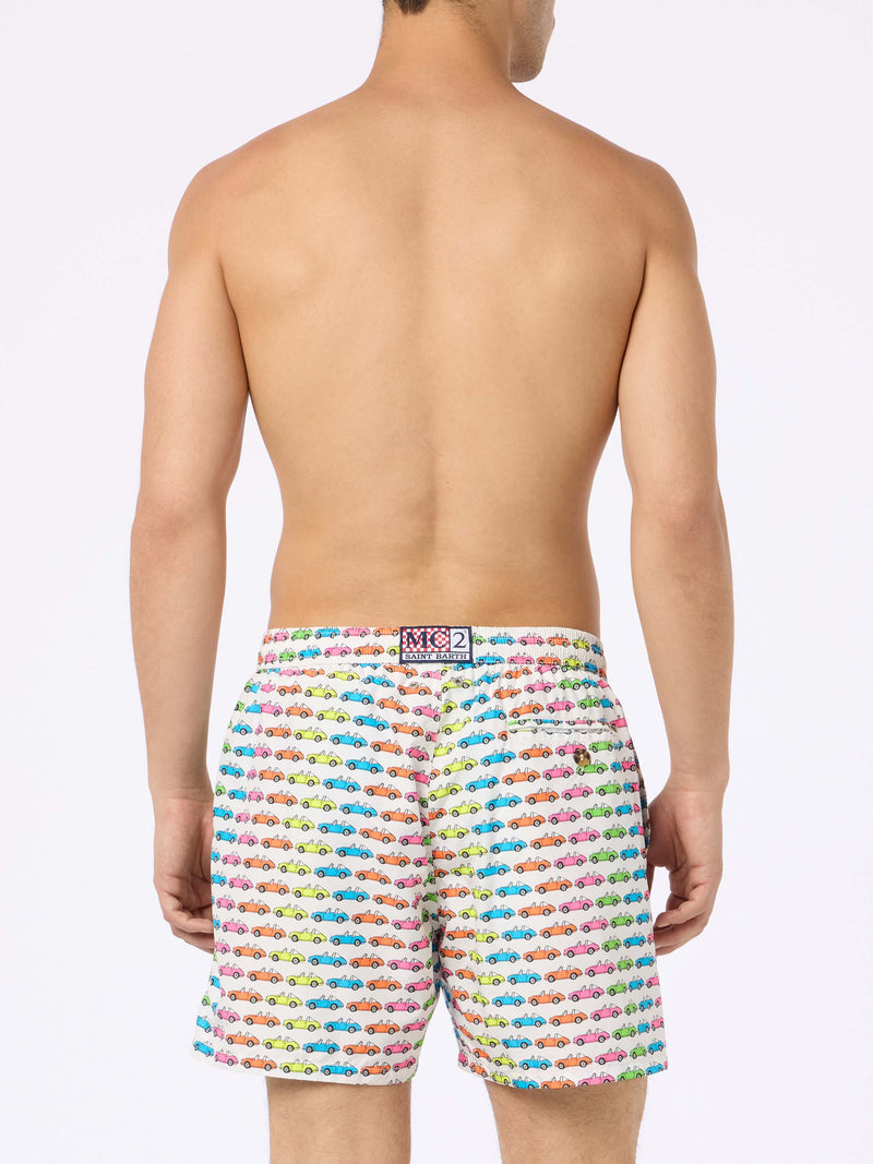 Man lightweight fabric swim-shorts Lighting Micro Fantasy with car print