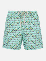 Man lightweight fabric swim-shorts Lighting Micro Fantasy with Panda print | PANDA SPECIAL EDITION