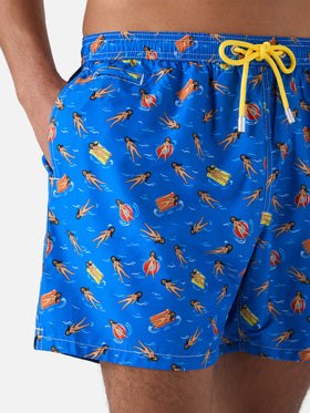 Badehose aus leichtem Stoff mit verspieltem Puppenmuster