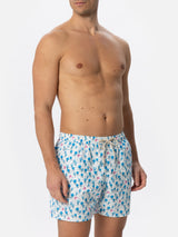 Herren-Badeshorts aus leichtem Stoff mit Quallen-Print