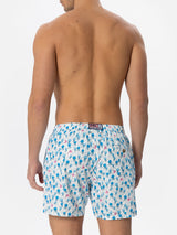 Herren-Badeshorts aus leichtem Stoff mit Quallen-Print