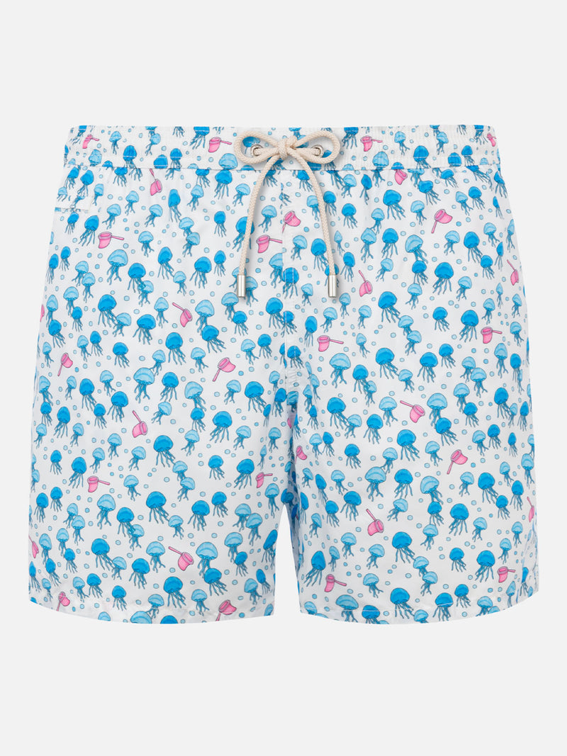 Herren-Badeshorts aus leichtem Stoff mit Quallen-Print