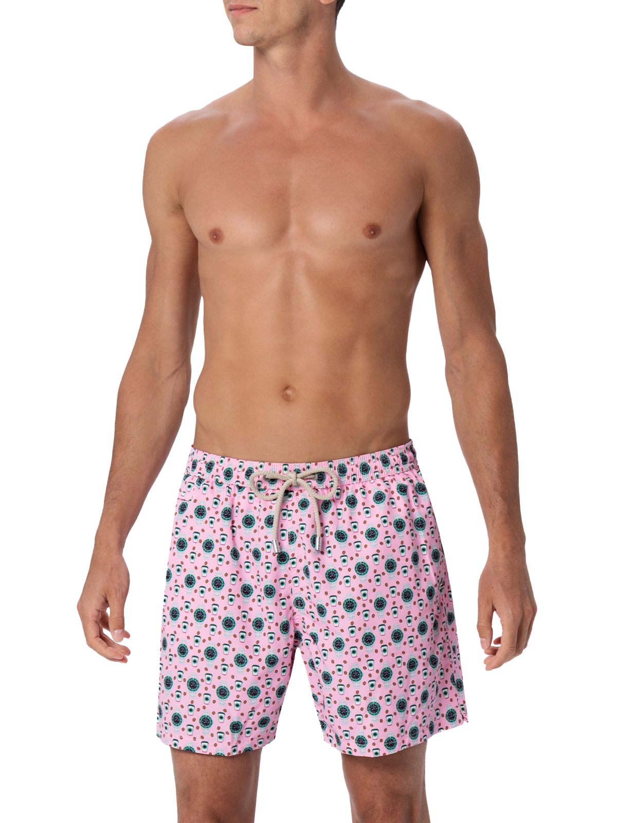 Man lightweight fabric swim-shorts Lighting Micro Fantasy with watches print