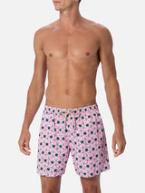 Man lightweight fabric swim-shorts Lighting Micro Fantasy with watches print