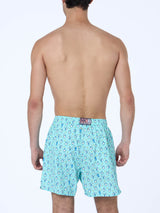 Man lightweight fabric swim-shorts Lighting Micro Fantasy with penguins print