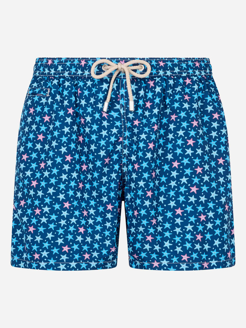 Man lightweight fabric swim-shorts Lighting Micro Fantasy with starfish print