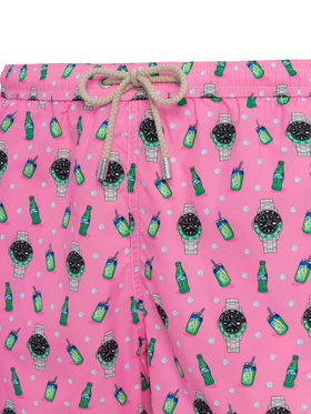 Badeshorts aus leichtem Stoff „Lighting“ mit Uhren-Print