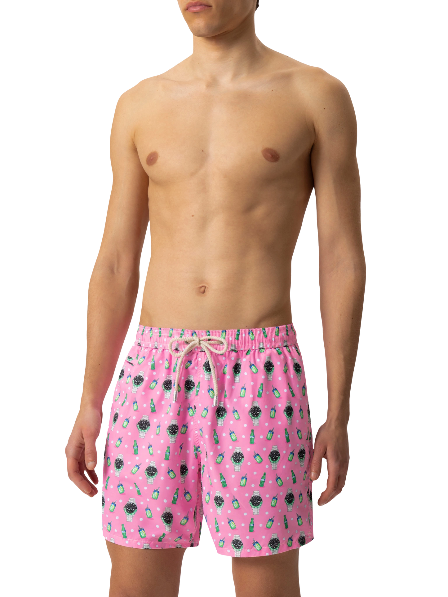 Badeshorts aus leichtem Stoff „Lighting“ mit Uhren-Print