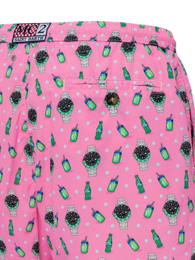 Badeshorts aus leichtem Stoff „Lighting“ mit Uhren-Print