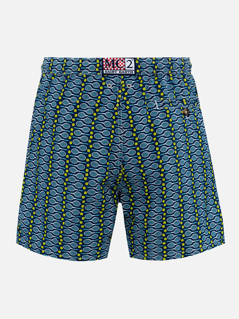 Man lightweight fabric swim-shorts Lighting Micro Fantasy with tennis print