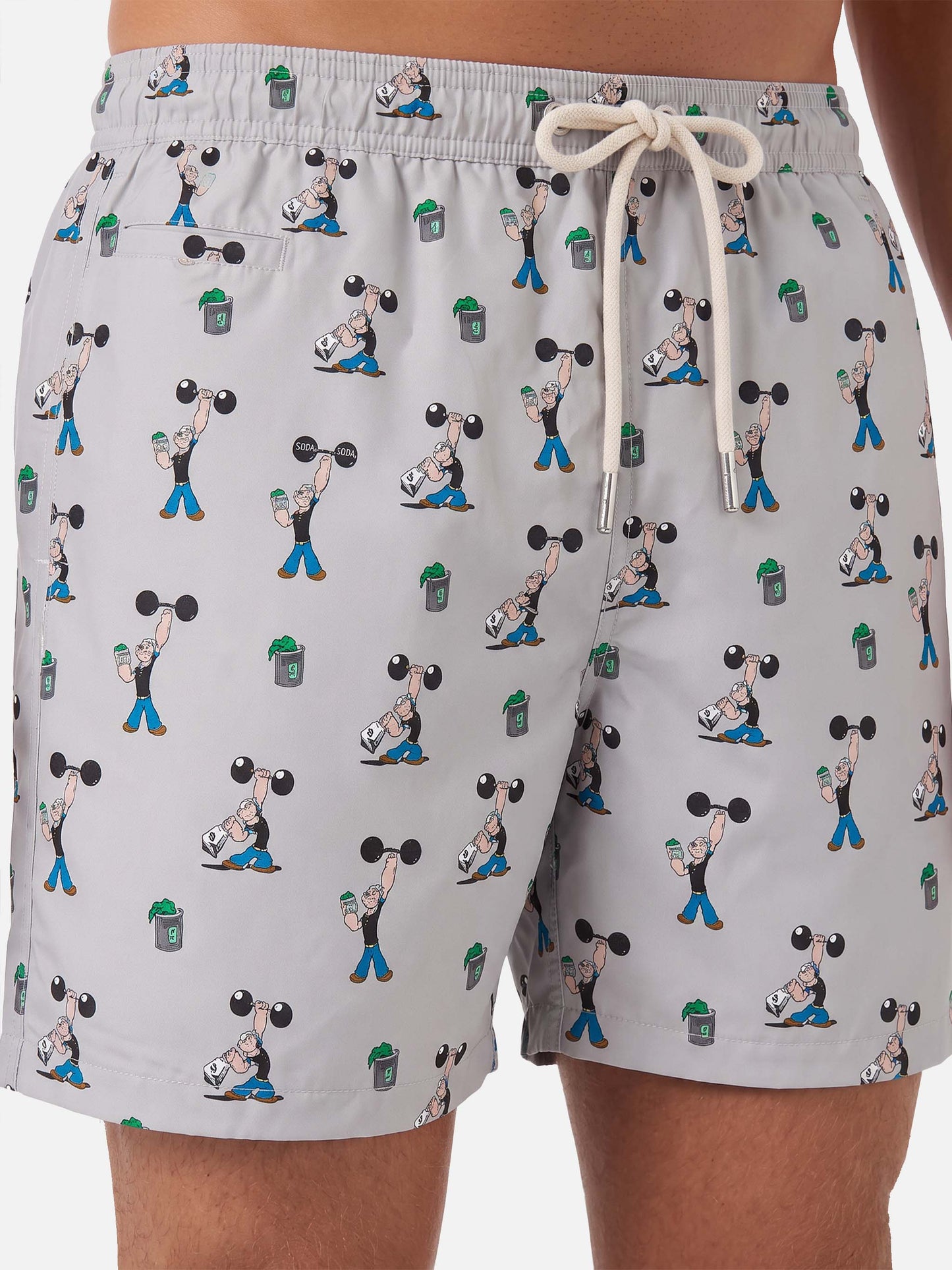 Short de bain Micro Lighting gris clair avec imprimé all-over Popeye | POPEYE SPECIAL EDITION 