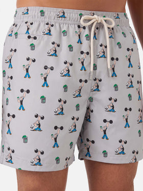 Short de bain Micro Lighting gris clair avec imprimé all-over Popeye | POPEYE SPECIAL EDITION 