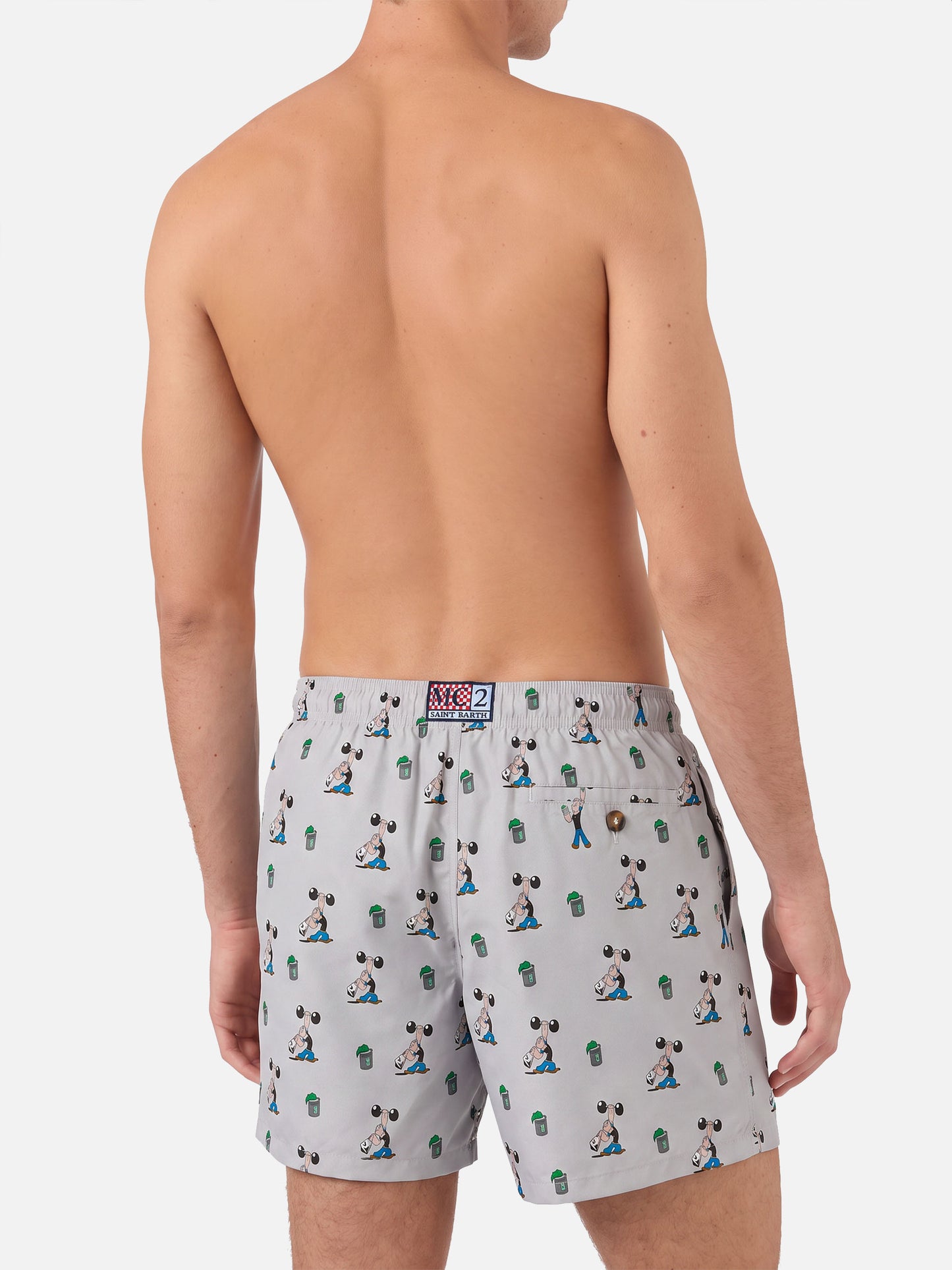 Short de bain Micro Lighting gris clair avec imprimé all-over Popeye | POPEYE SPECIAL EDITION 