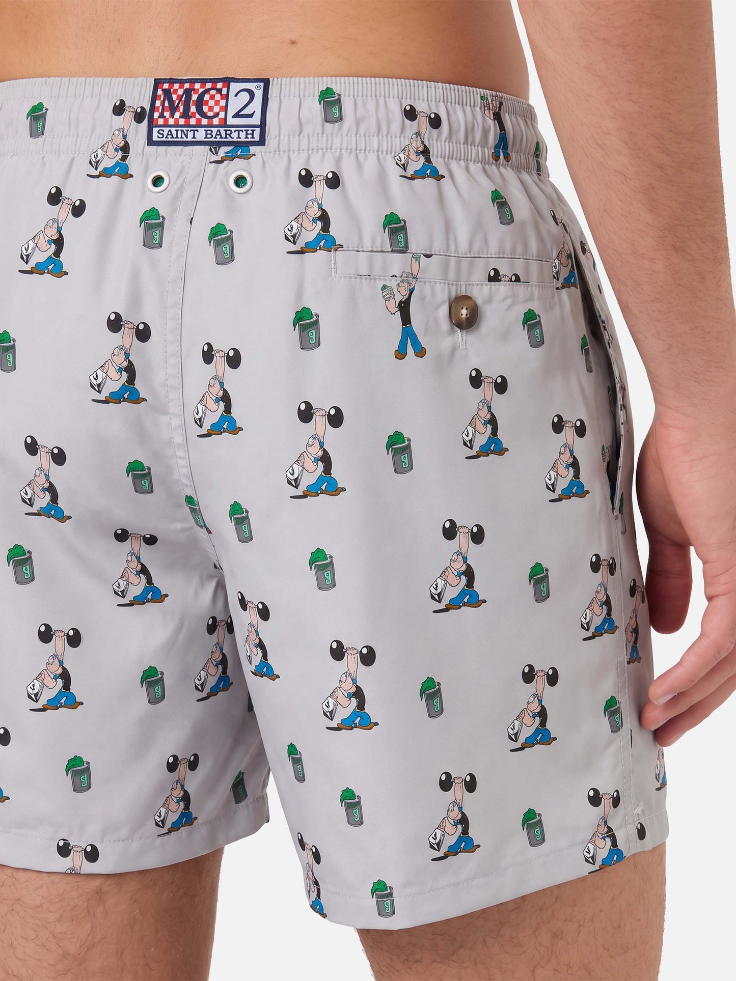 Short de bain Micro Lighting gris clair avec imprimé all-over Popeye | POPEYE SPECIAL EDITION 