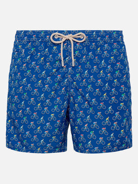 Lightweight fabric swim shorts Lighting with bikers  print