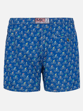 Lightweight fabric swim shorts Lighting with bikers  print